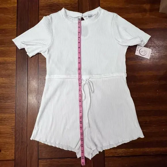 Princess Polly Aiken Soft Ribbed Short Sleeve Front Tie Romper Size 4 - Picture 9 of 14